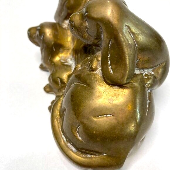 Brass Basset Hound Mom and Babies figurine - Picture 7 of 12